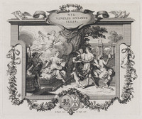 KG 11504
<br/>
Man met vlammend hart en vrouw op bed (Bruiloftsgedicht)
<br/>
<em>Picart, Bernard (1673-1733)</em>
